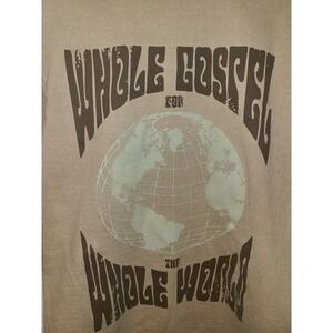 NHIM Apparel Whole Gospel - Whole World Crew Neck Oversized T-Shirt Tan Med